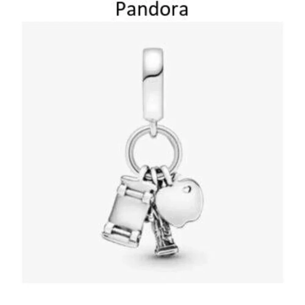 Pandora Silver and Orange Charm Bracelet